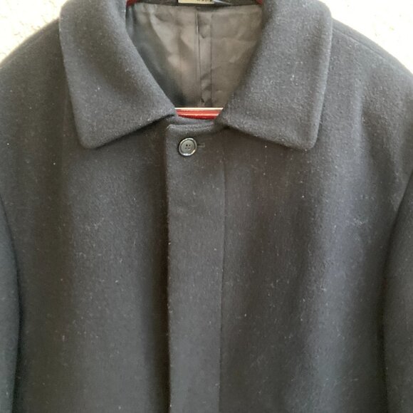 Men Wool Overcoat Black sz 44R Chest 48" - Picture 2 of 10